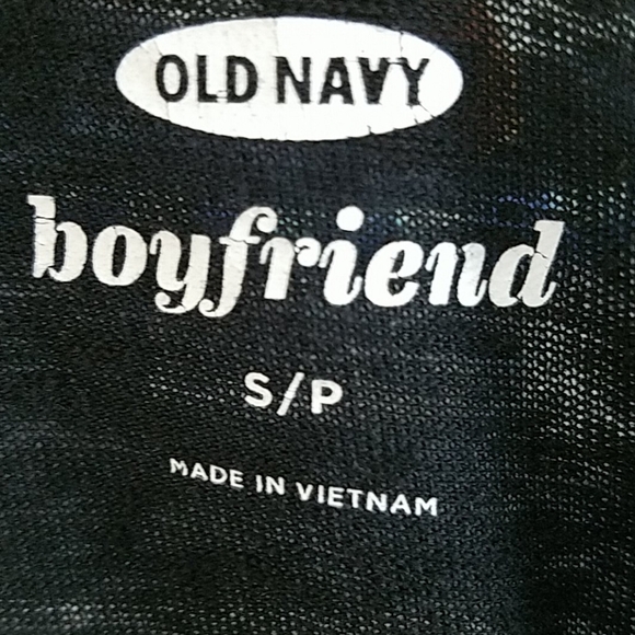 T-shirt top long sleeve front pocket boyfriend black stretch S - Picture 3 of 9